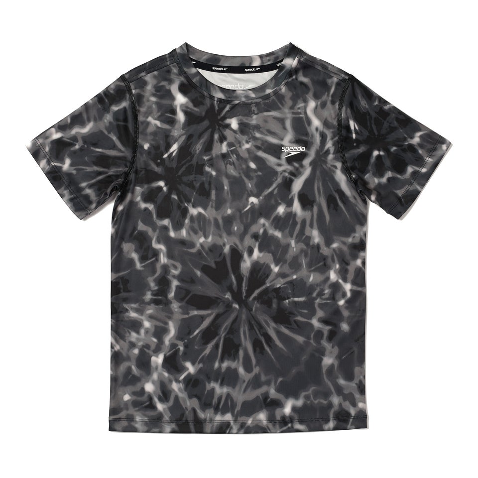 Short Sleeve Printed Swim Shirt Black