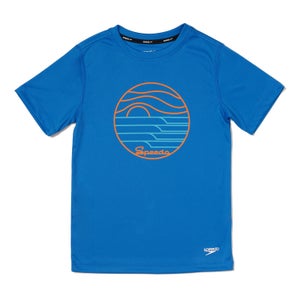 Short Sleeve Graphic Swim Shirt - Blue | Size XS