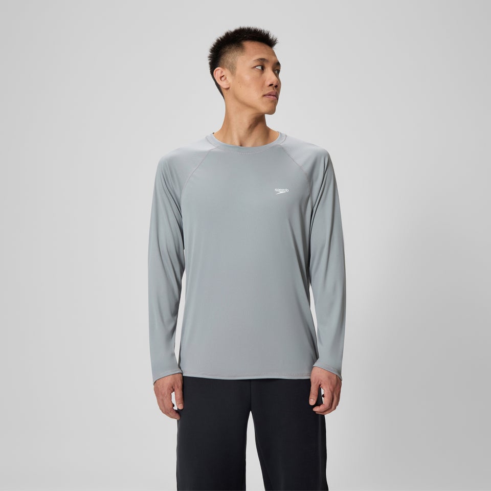 Men's Easy Solid Long Sleeve Swim Rashguard Gray