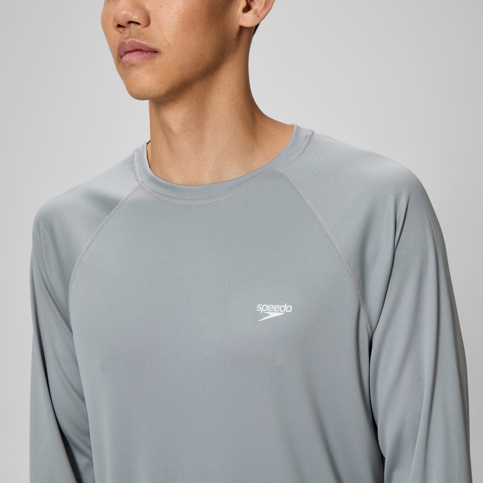 Men's Easy Solid Long Sleeve Swim Rashguard Gray