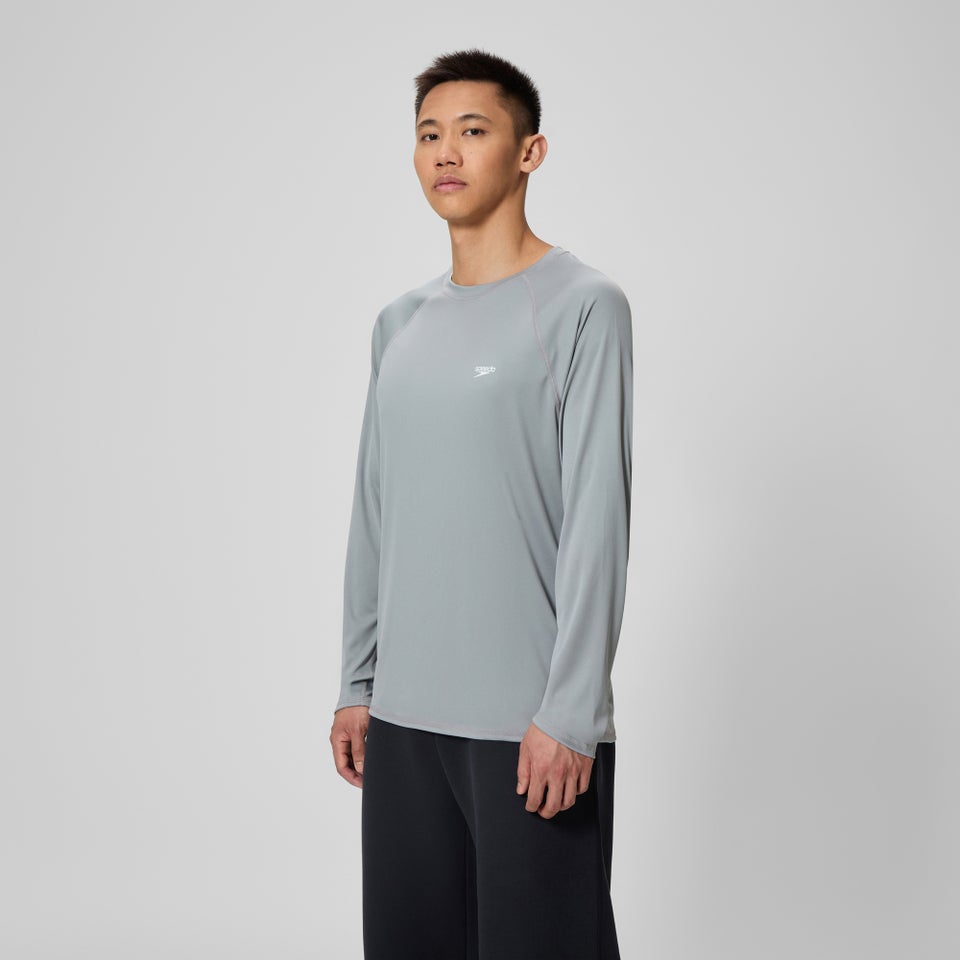 Men's Easy Solid Long Sleeve Swim Rashguard Gray