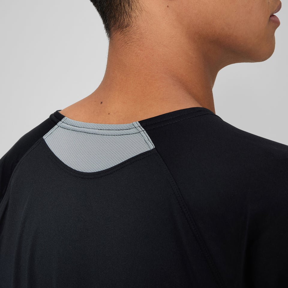 Men's Speedo Short Sleeve Training Swim Rashguard Black