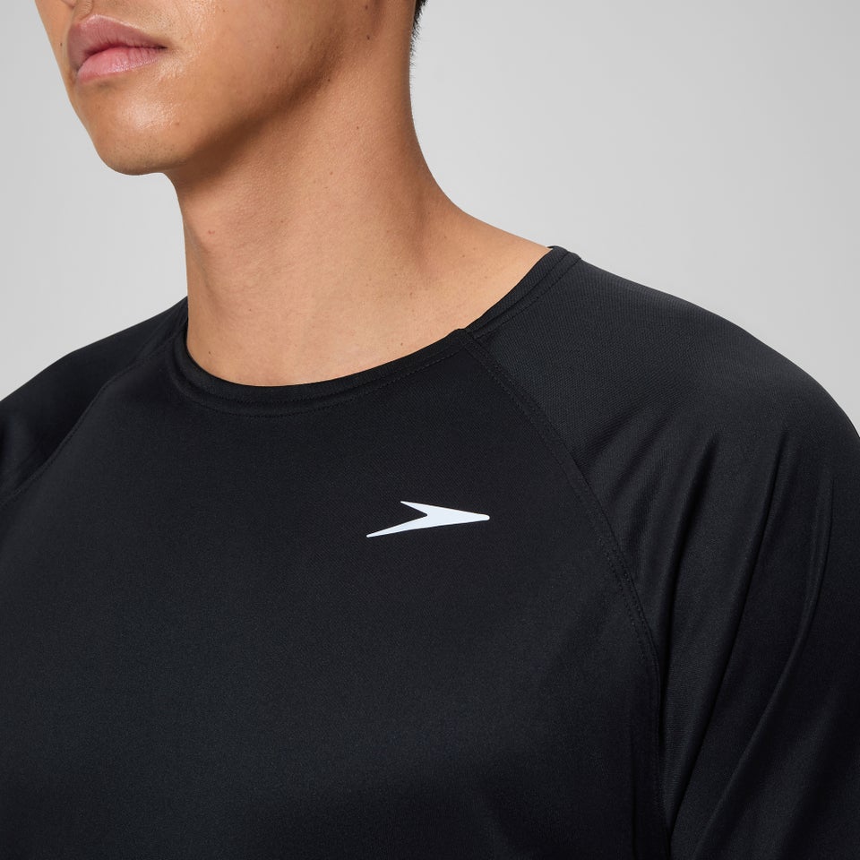 Men's Speedo Short Sleeve Training Swim Rashguard Black