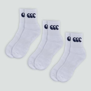 Unisex Crew Socks 3 Pack White/Navy