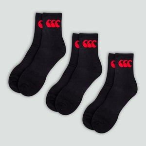 Adult Unisex Crew Sock 3Pk Black/Red