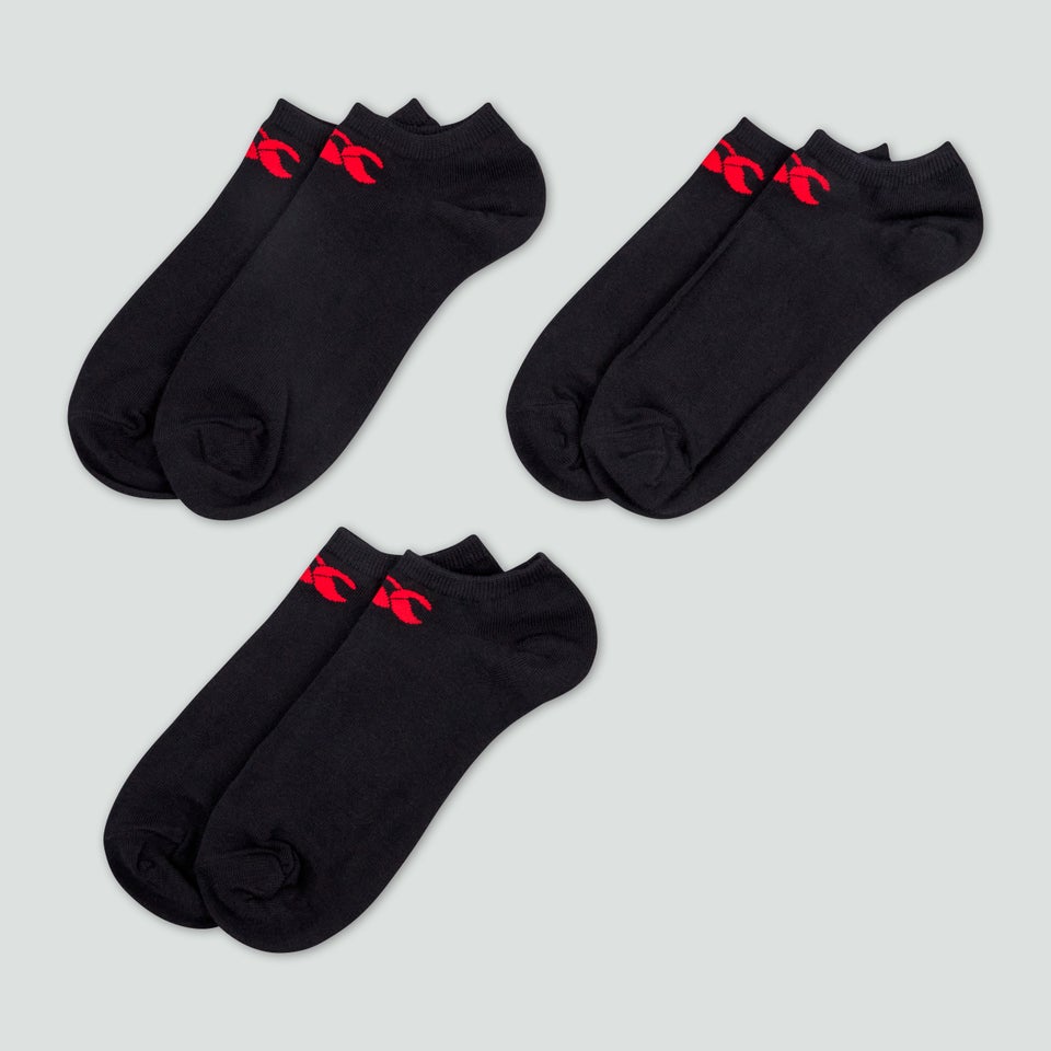 Adult Unisex Trainer Liners 3 Pack Black/Red