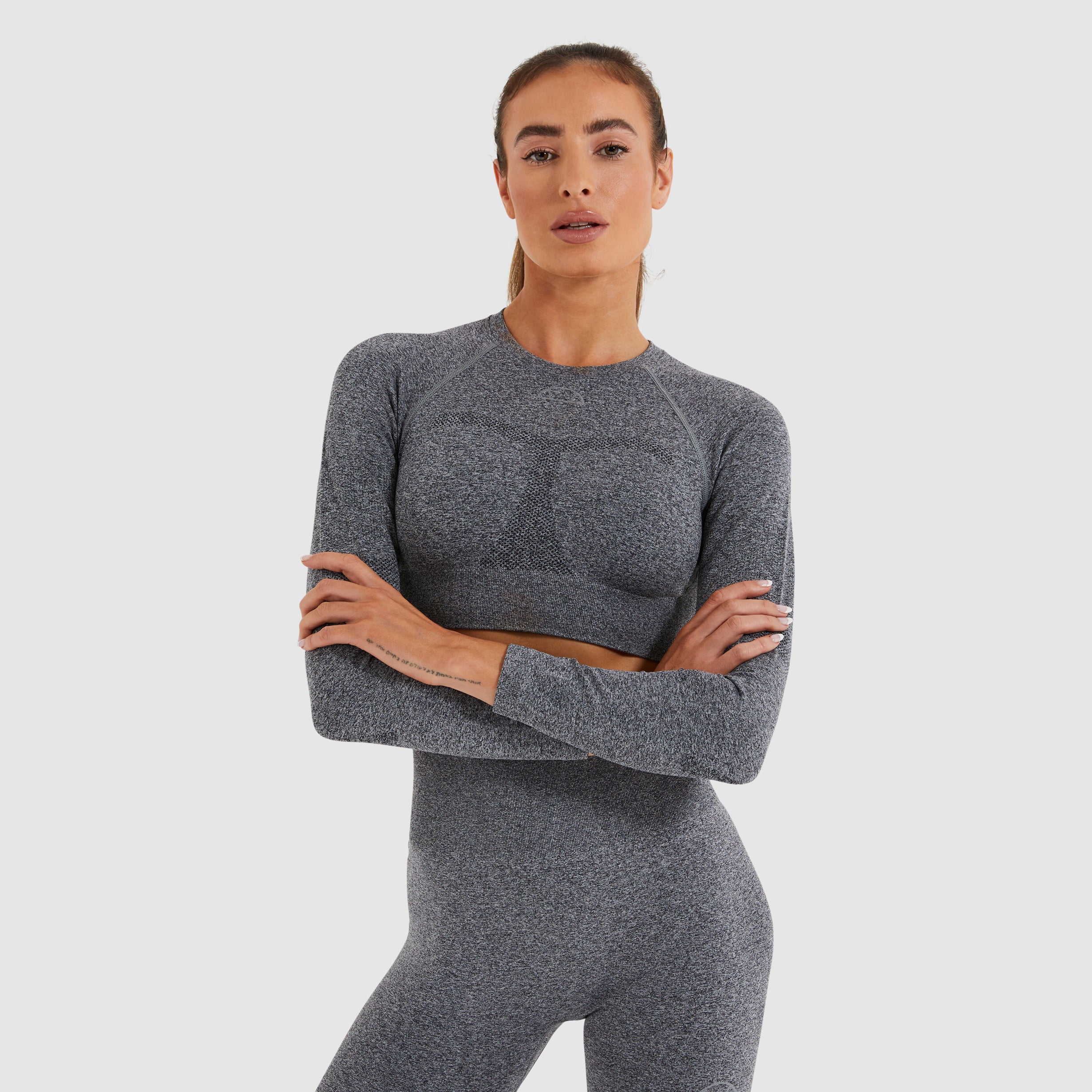 Women's Vamp LS Cropped Tee Dark Grey Marl | ellesse UK
