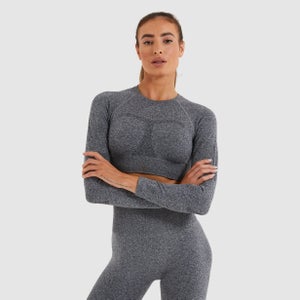 Women's Vamp LS Cropped Tee Dark Grey Marl