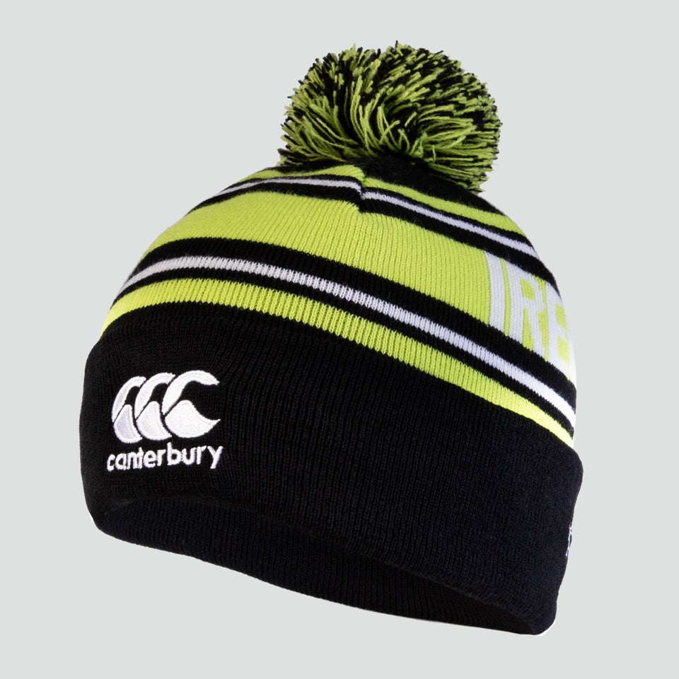 Adult Unisex Ireland Bobble Hat Black