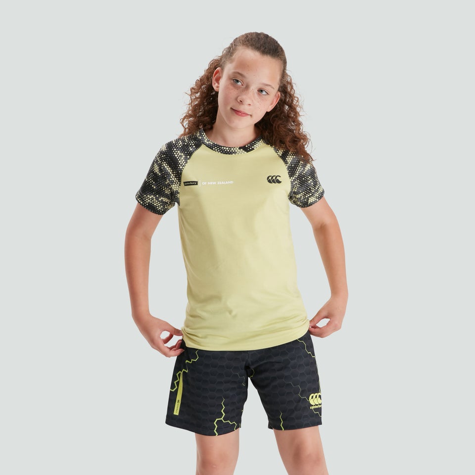 Junior Unisex Vapodri Printed Sleeved Logo Tee Light Green