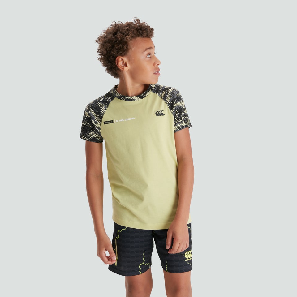 Junior Unisex Vapodri Printed Sleeved Logo Tee Light Green