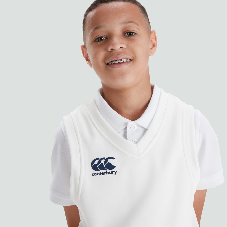 Junior Unisex Sleeveless Cricket Overshirt Cream