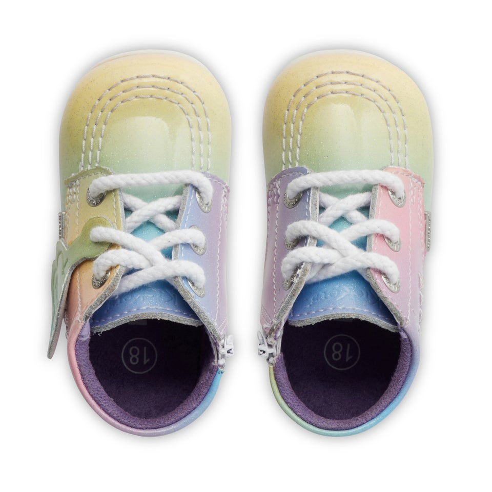 Babies Kick Hi Rainbow Patent Leather Multi