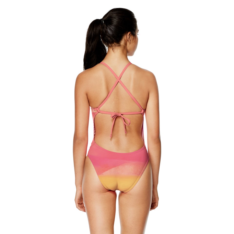 Women's Printed Tie Back One Piece Pink
