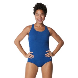 Women's Pebble Texture Cross Back One Piece Blue