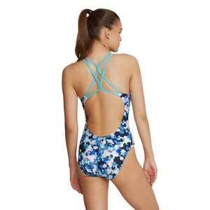 Women's Printed Thin Strap One Piece Blue