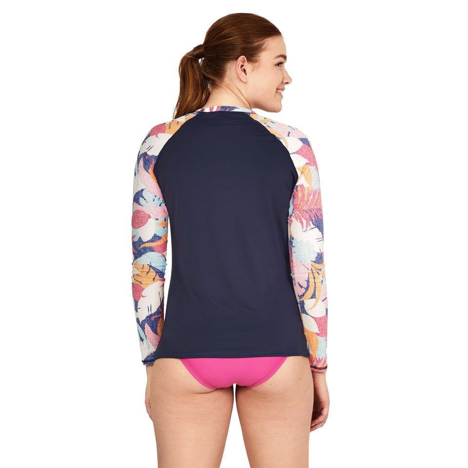 Women's Printed Long Sleeve Rashguard Navy