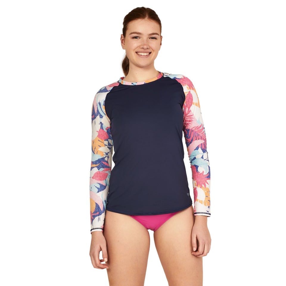 Women's Printed Long Sleeve Rashguard Navy