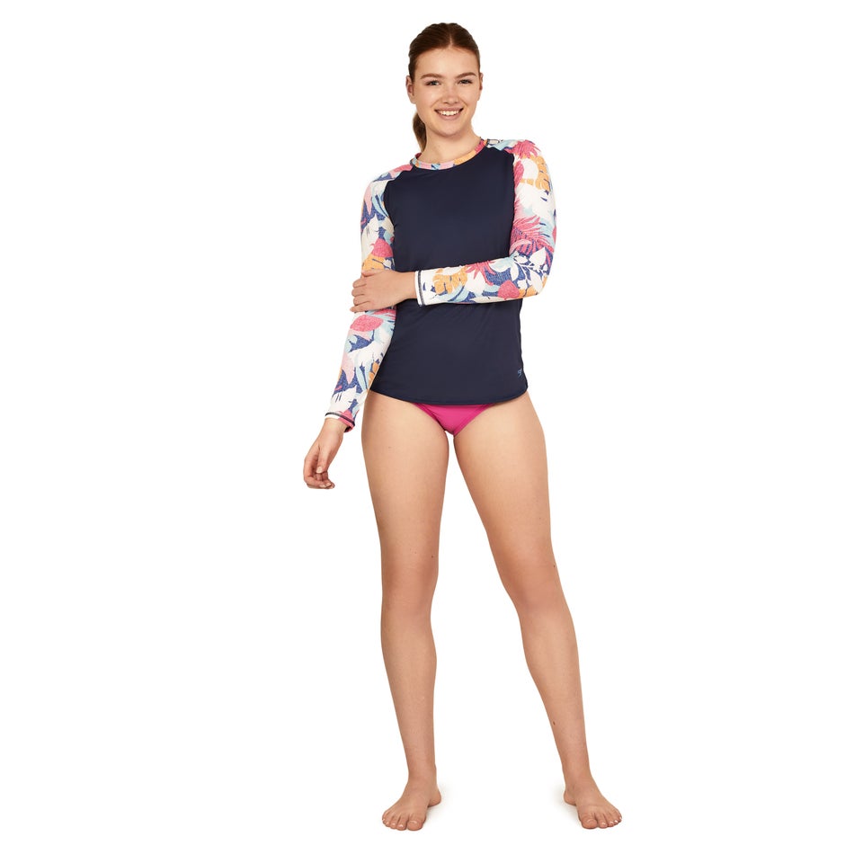 Women's Printed Long Sleeve Rashguard Navy