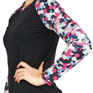 Maillot dermoprotecteur manches longues à motif imprimé pour femmes, rose