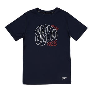 Boy's Short Sleeve Graphic Swim Shirt Navy - XS