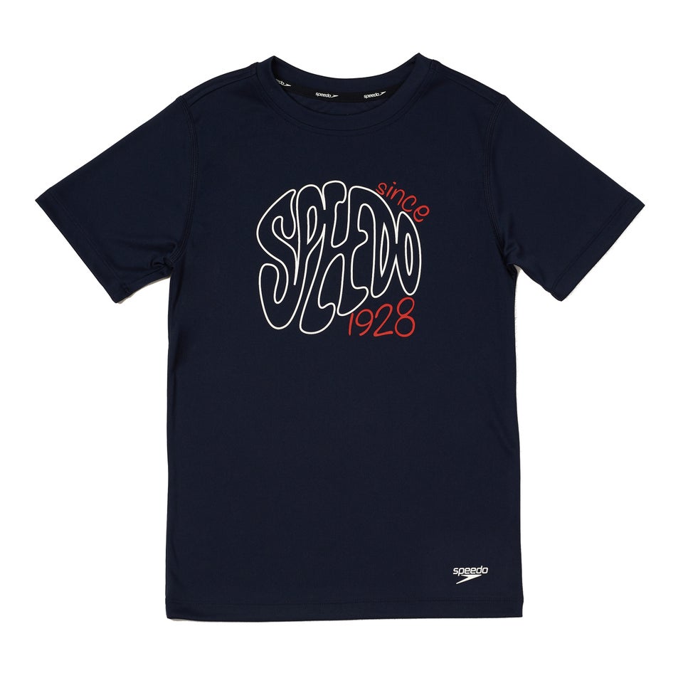 Boy's Short Sleeve Graphic Swim Shirt Navy