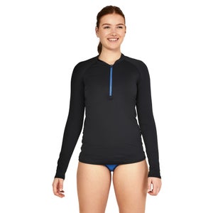 Women's Half Zip Long Sleeve Rashguard Black