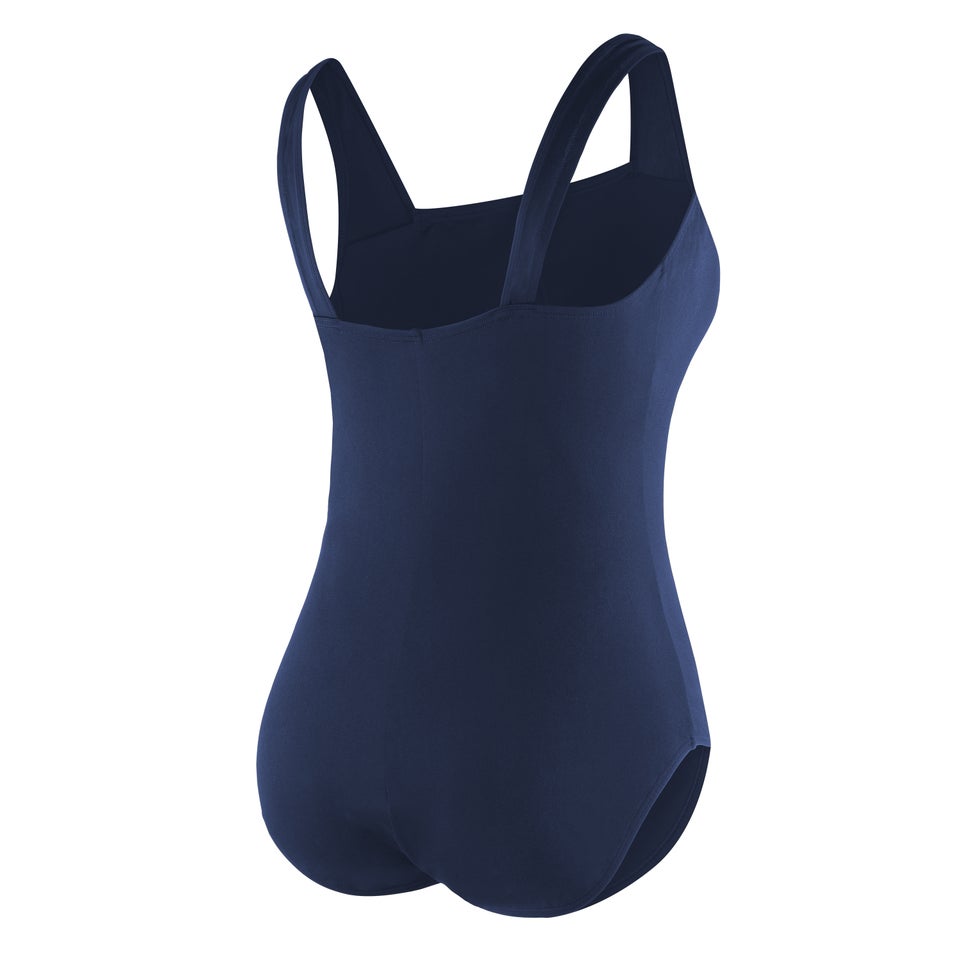 Women's Plus Solid Shirred One Piece Navy