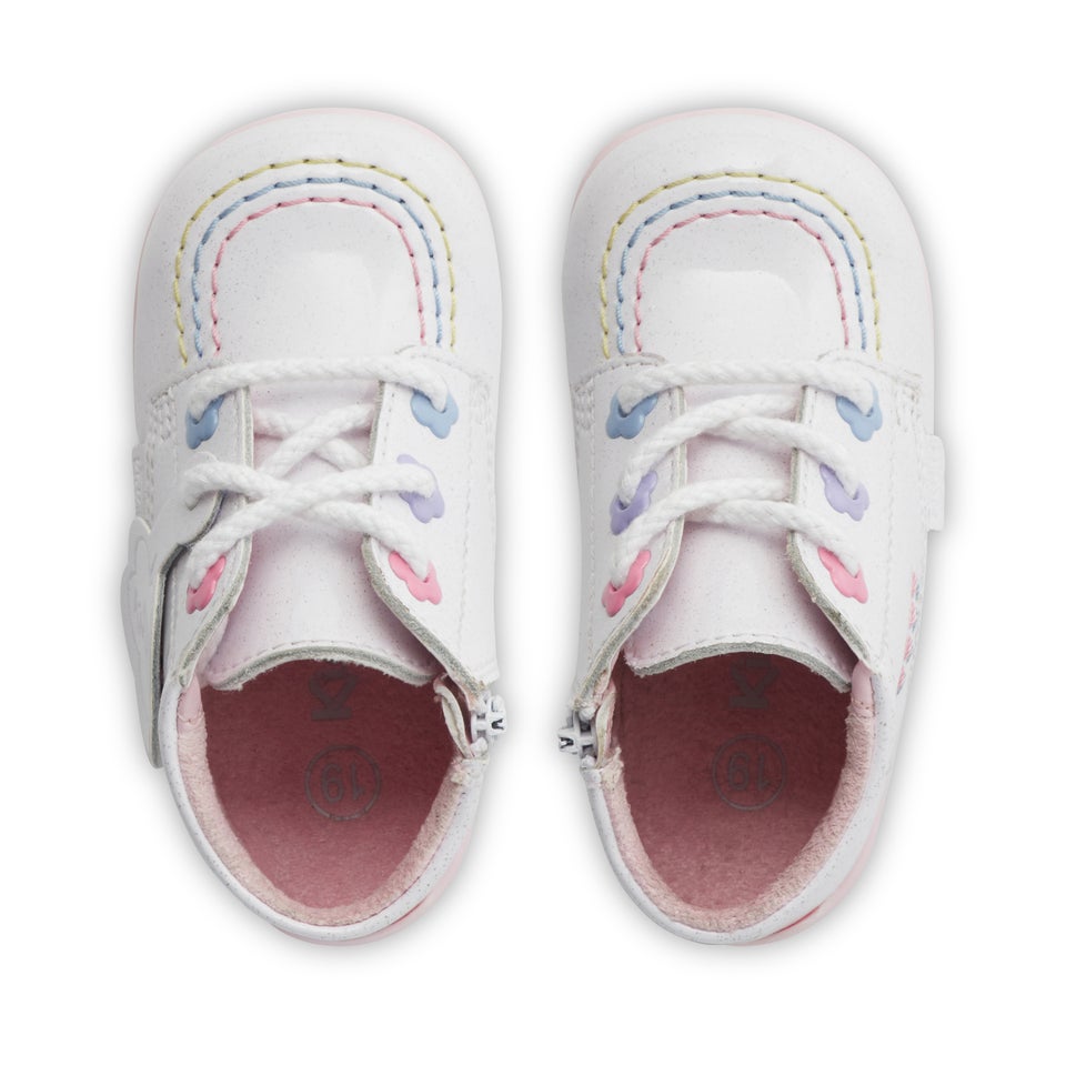 Babies Kick Hi Babies Fleur Patent Leather White