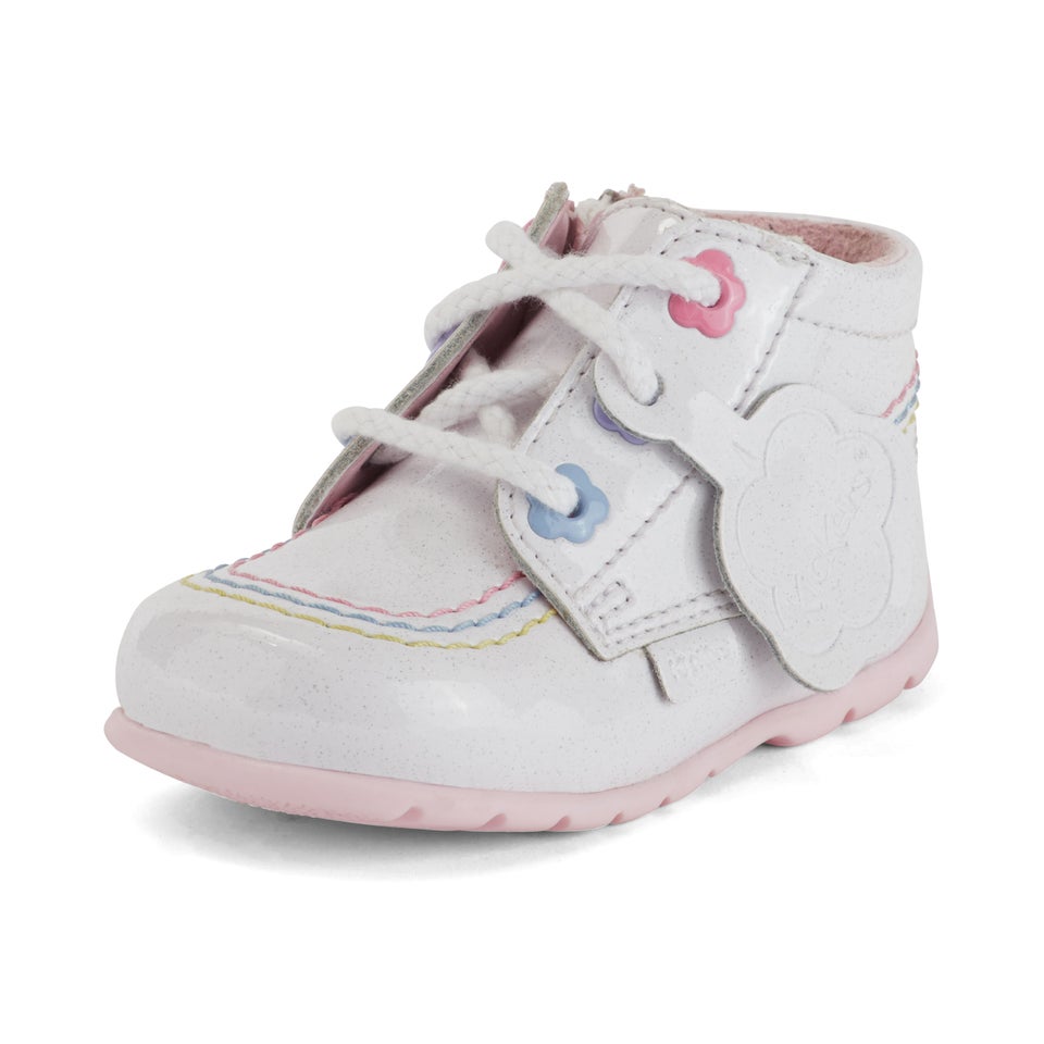 Babies Kick Hi Babies Fleur Patent Leather White