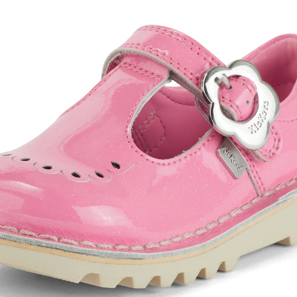 Infant Girls Kick Fleur T-Bar Leather Pink