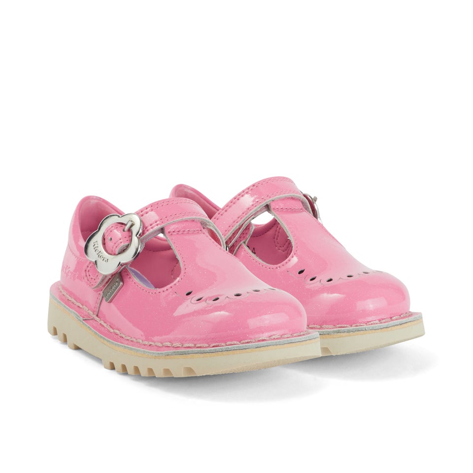 Infant Girls Kick Fleur T-Bar Leather Pink