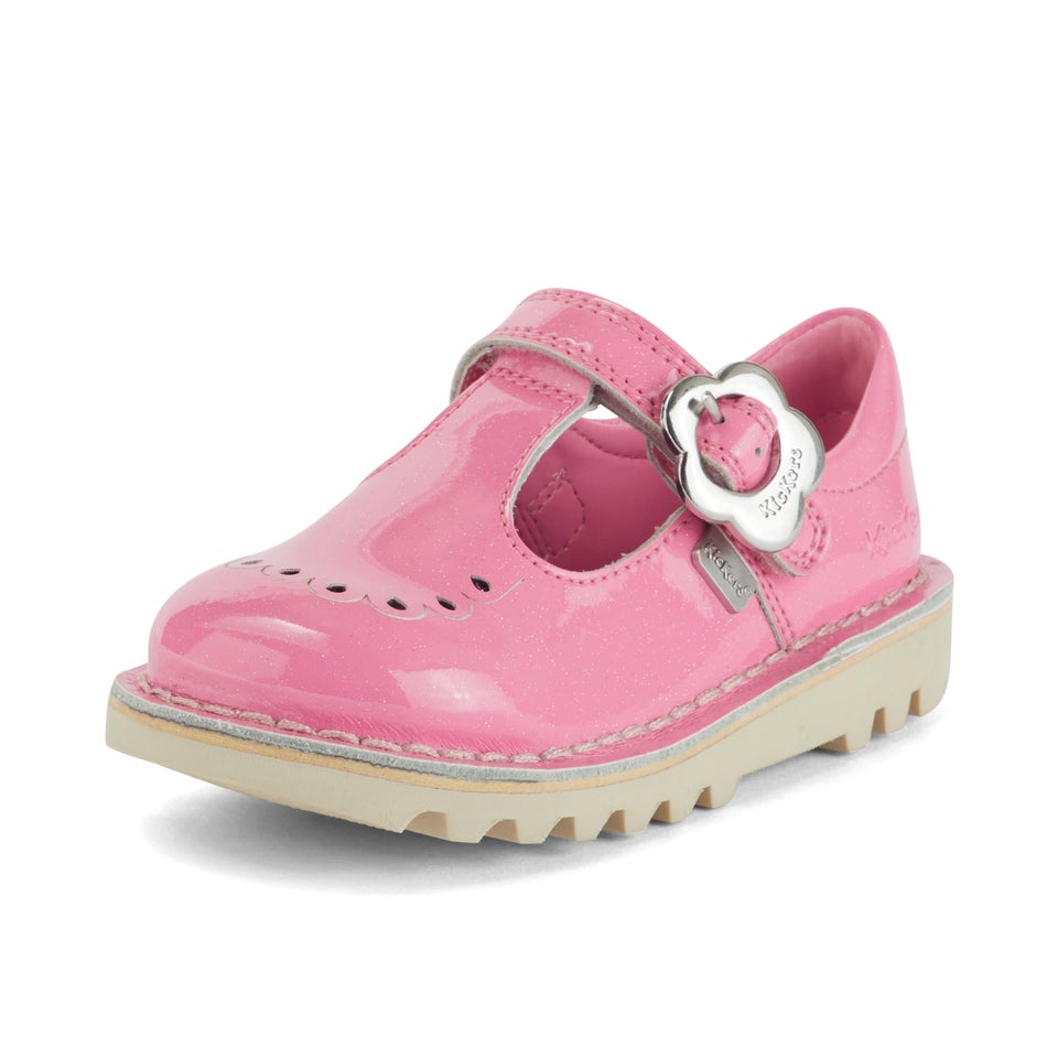Infant Girls Kick Fleur T-Bar Leather Pink