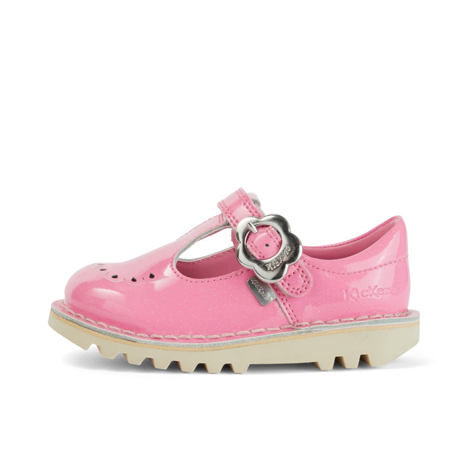 Infant Girls Kick Fleur T-Bar Leather Pink