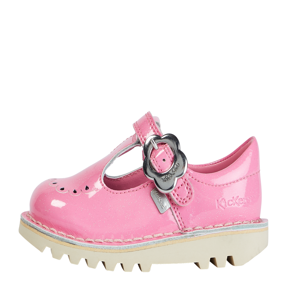 Infant Girls Kick Fleur T-Bar Leather Pink