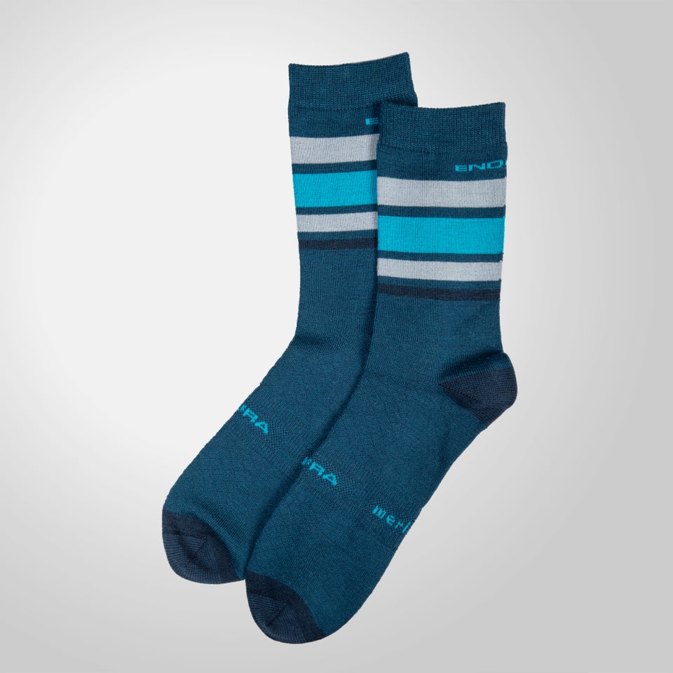 Baabaa Merino Stripe Socks - Blueberry
