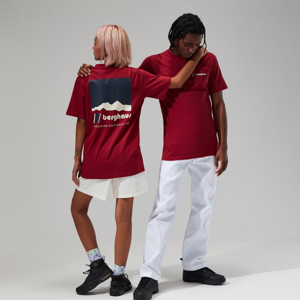 Unisex Skyline Lhotse T Shirt - Dark Red