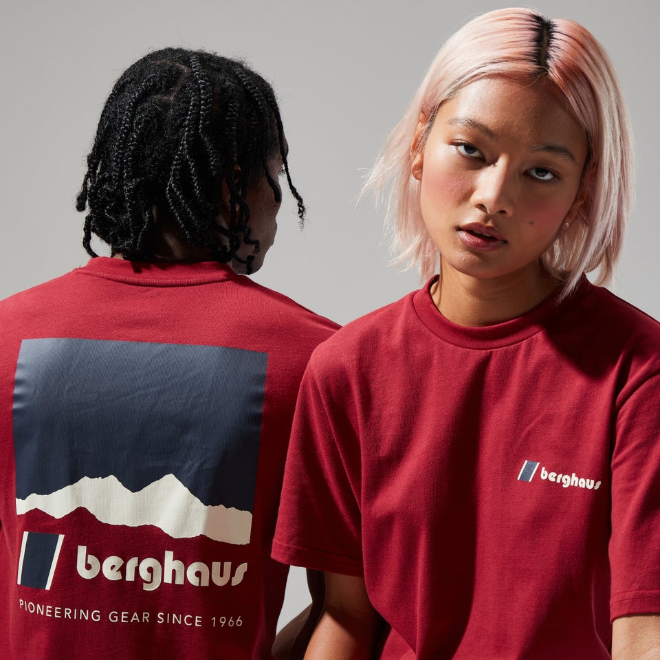 Unisex Skyline Lhotse T Shirt - Dark Red