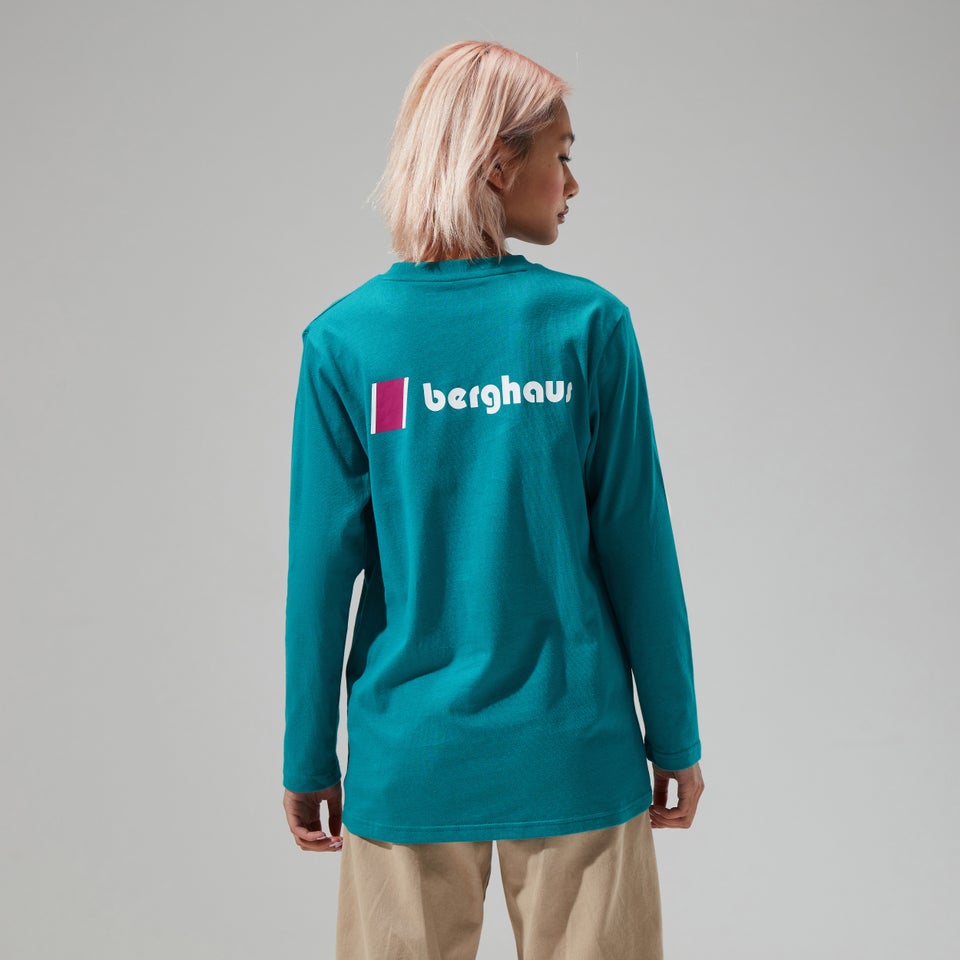 Unisex Organic Heritage Front & Back Logo Long Sleeve Tee - Turquoise