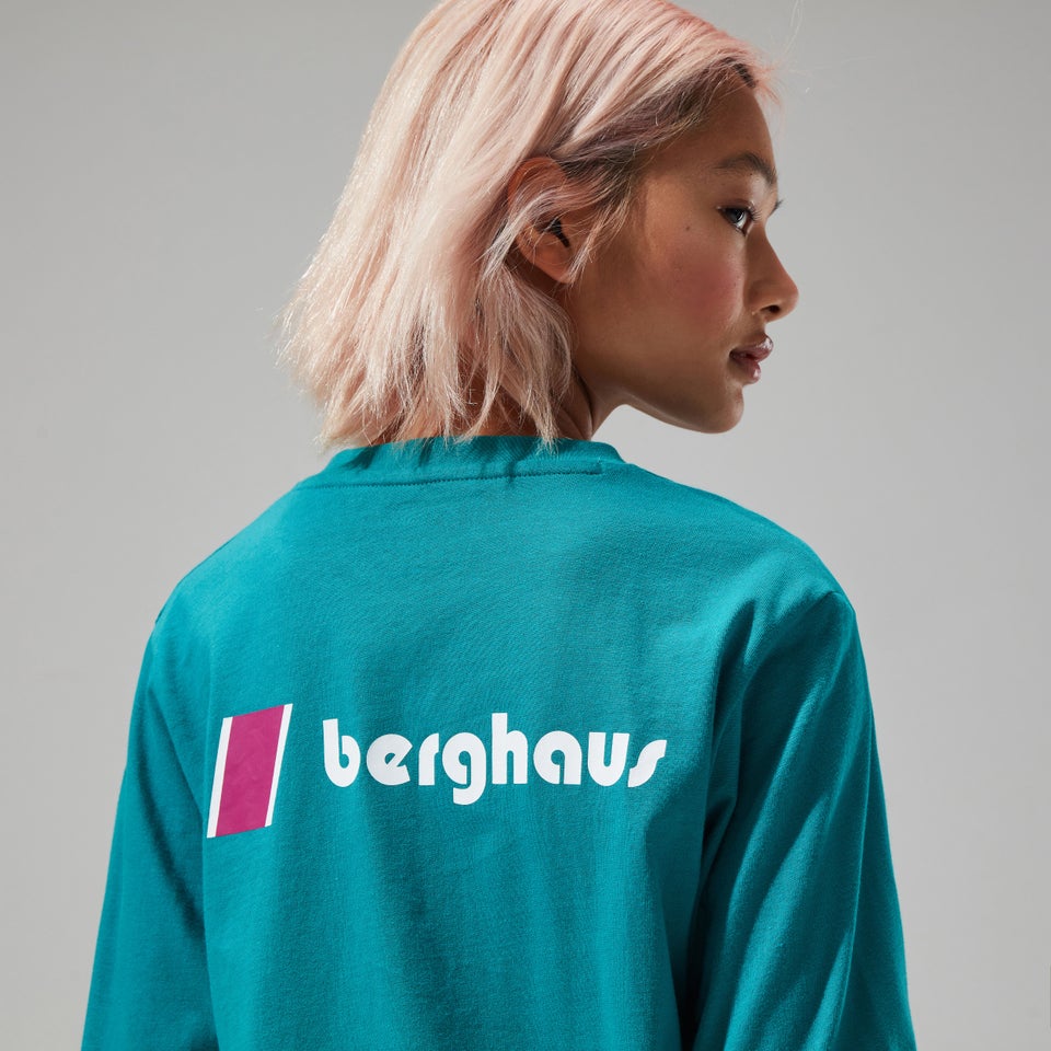 Unisex Organic Heritage Front & Back Logo Long Sleeve Tee - Turquoise