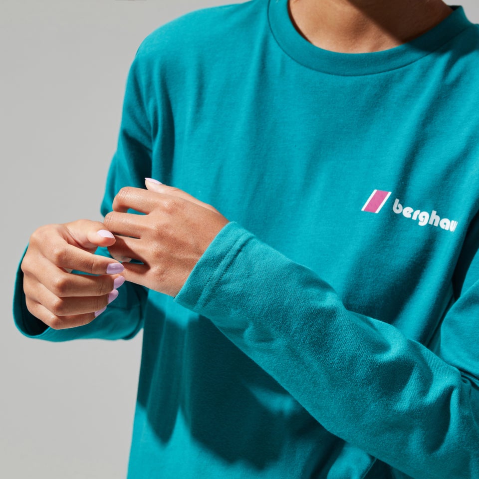 Unisex Organic Heritage Front & Back Logo Long Sleeve Tee - Turquoise