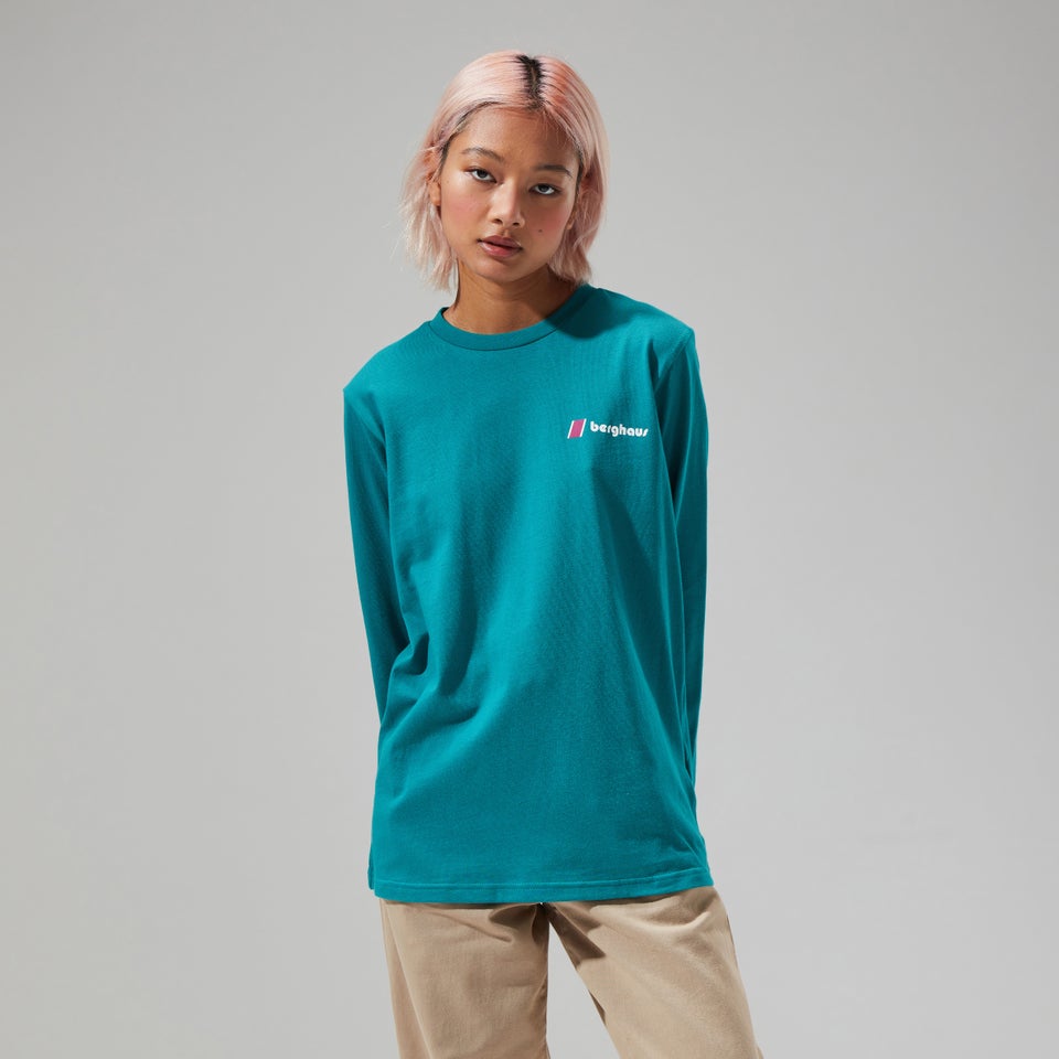 Unisex Organic Heritage Front & Back Logo Long Sleeve Tee - Turquoise