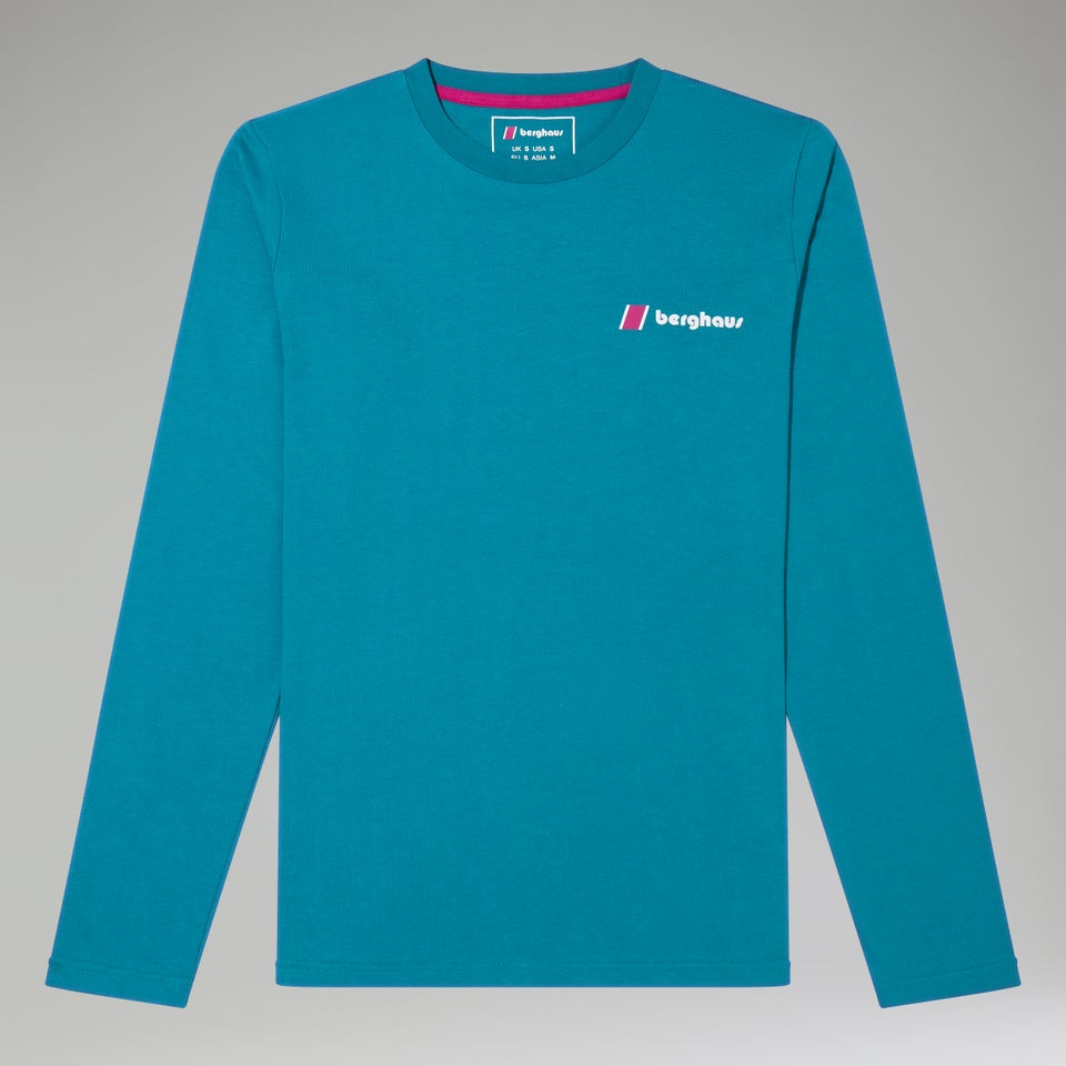 Unisex Organic Heritage Front & Back Logo Long Sleeve Tee - Turquoise