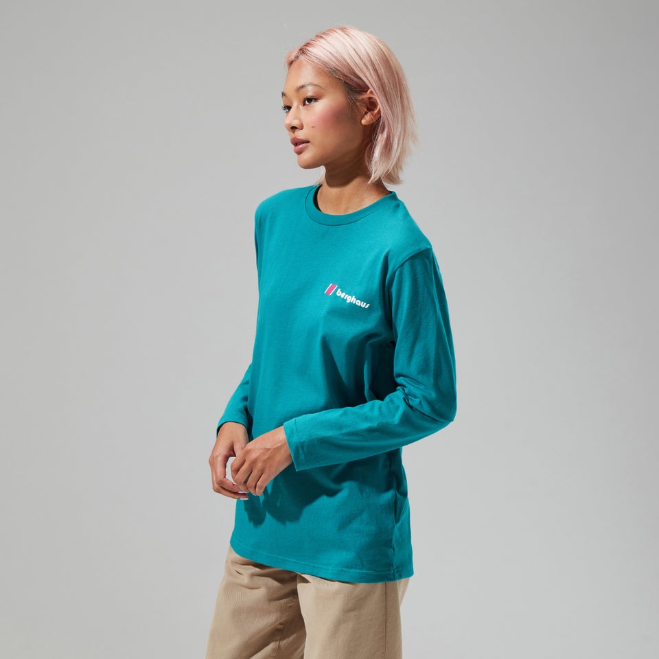 Unisex Organic Heritage Front & Back Logo Long Sleeve Tee - Turquoise