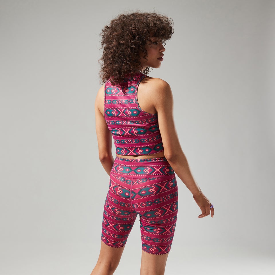 Women's Red Point Cropped Tank - Dark Turquoise/Pink