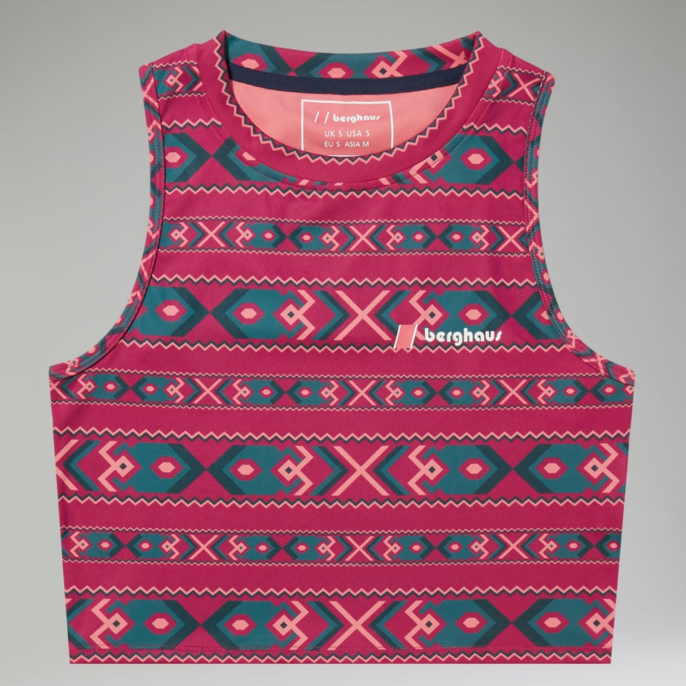 Women's Red Point Cropped Tank - Dark Turquoise/Pink