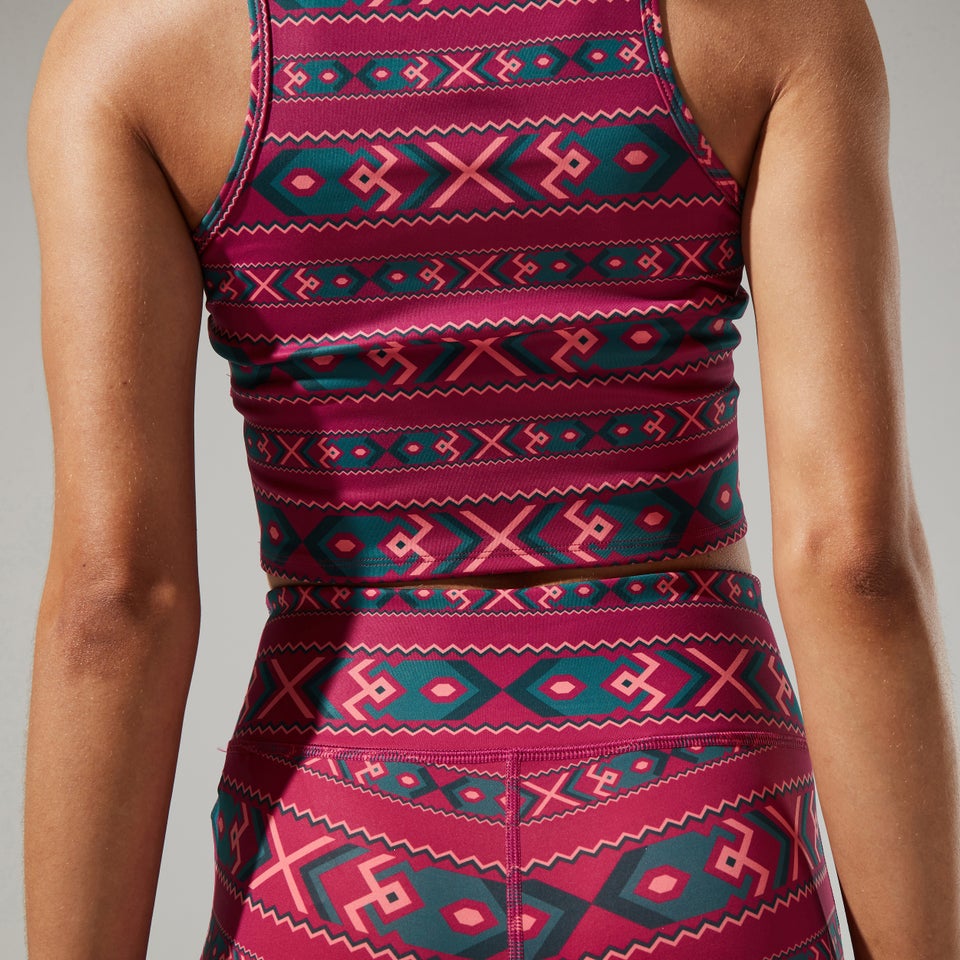 Women's Red Point Cropped Tank - Dark Turquoise/Pink