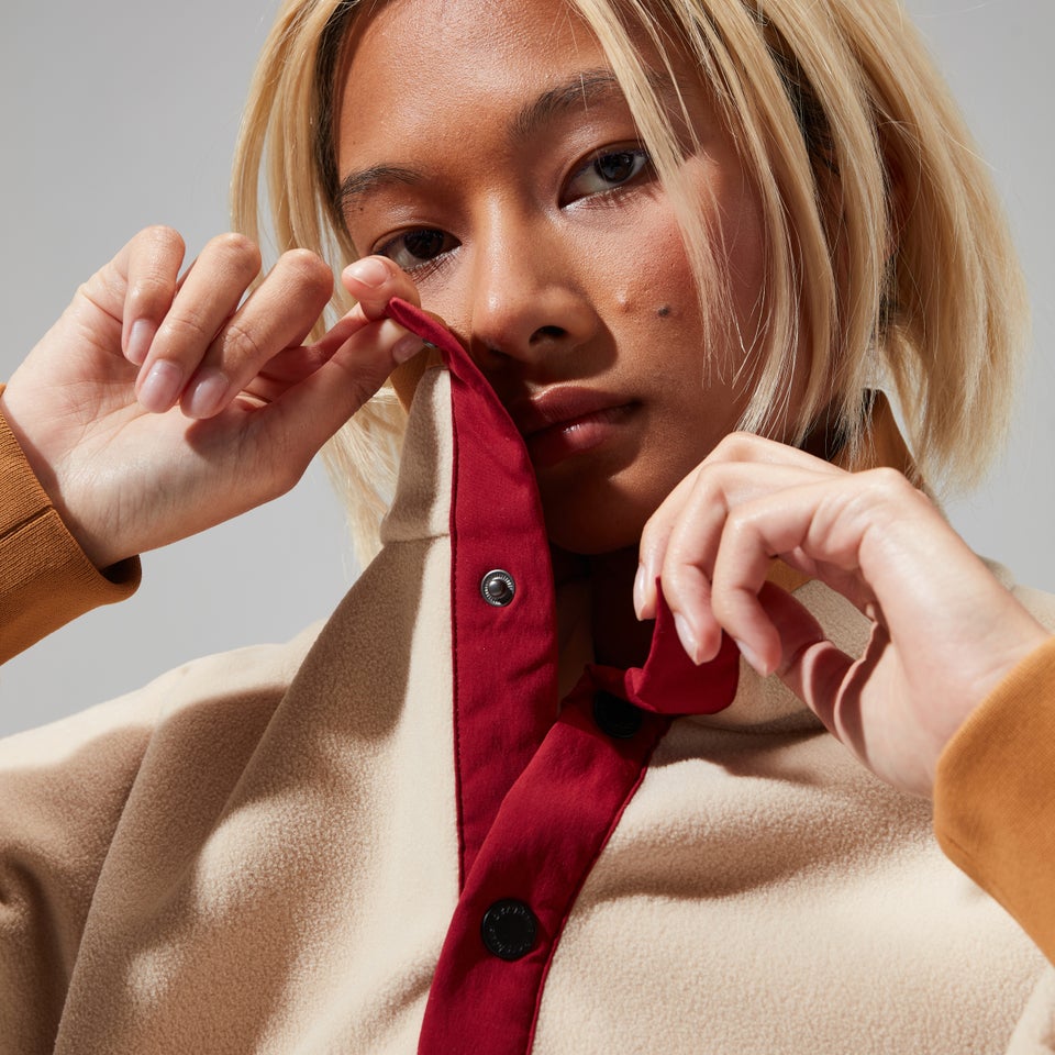 Unisex Polarplus Fleece Crew - Natural/Brown/Dark Red