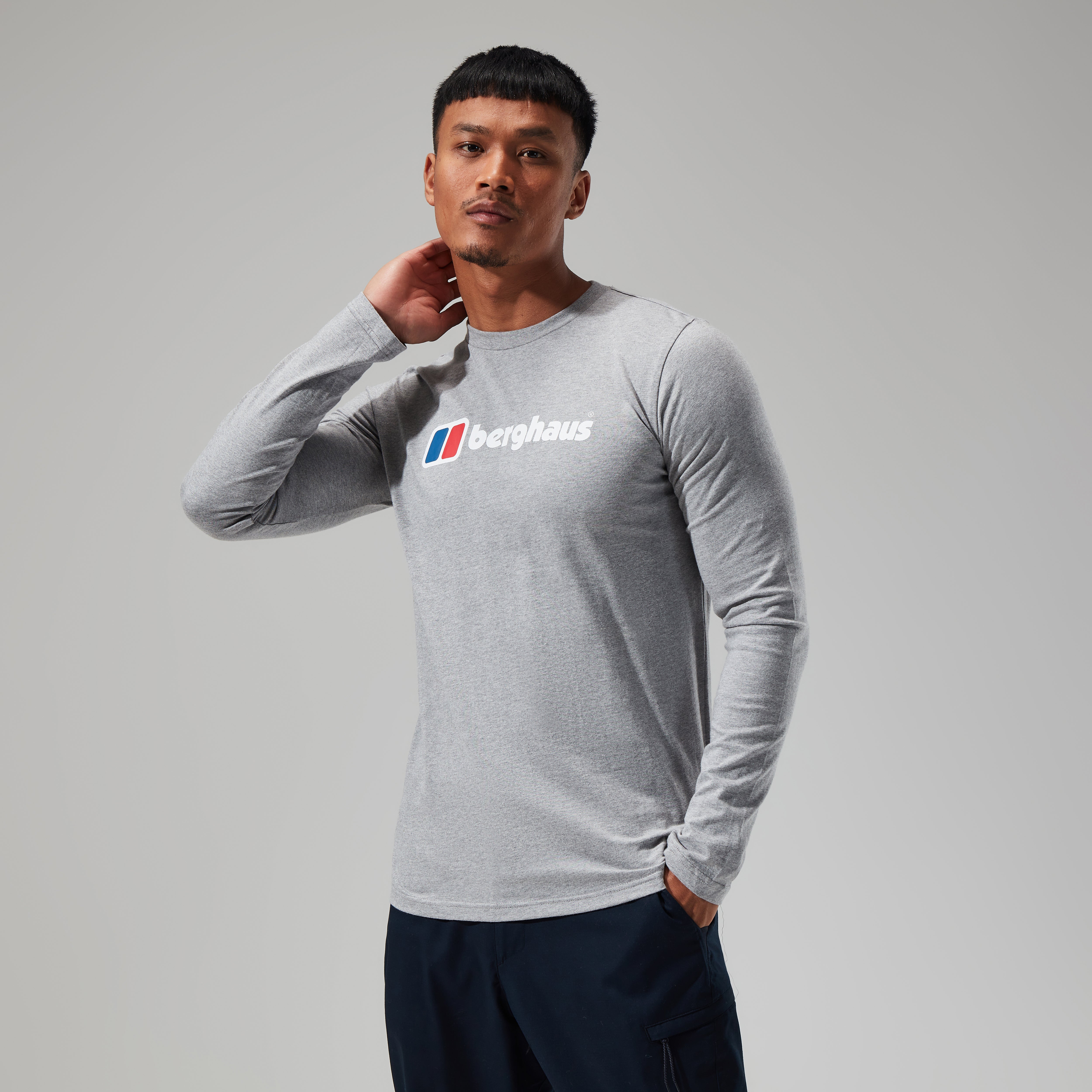 Men's Big Logo Long Sleeve Tee Dark Grey | Berghaus