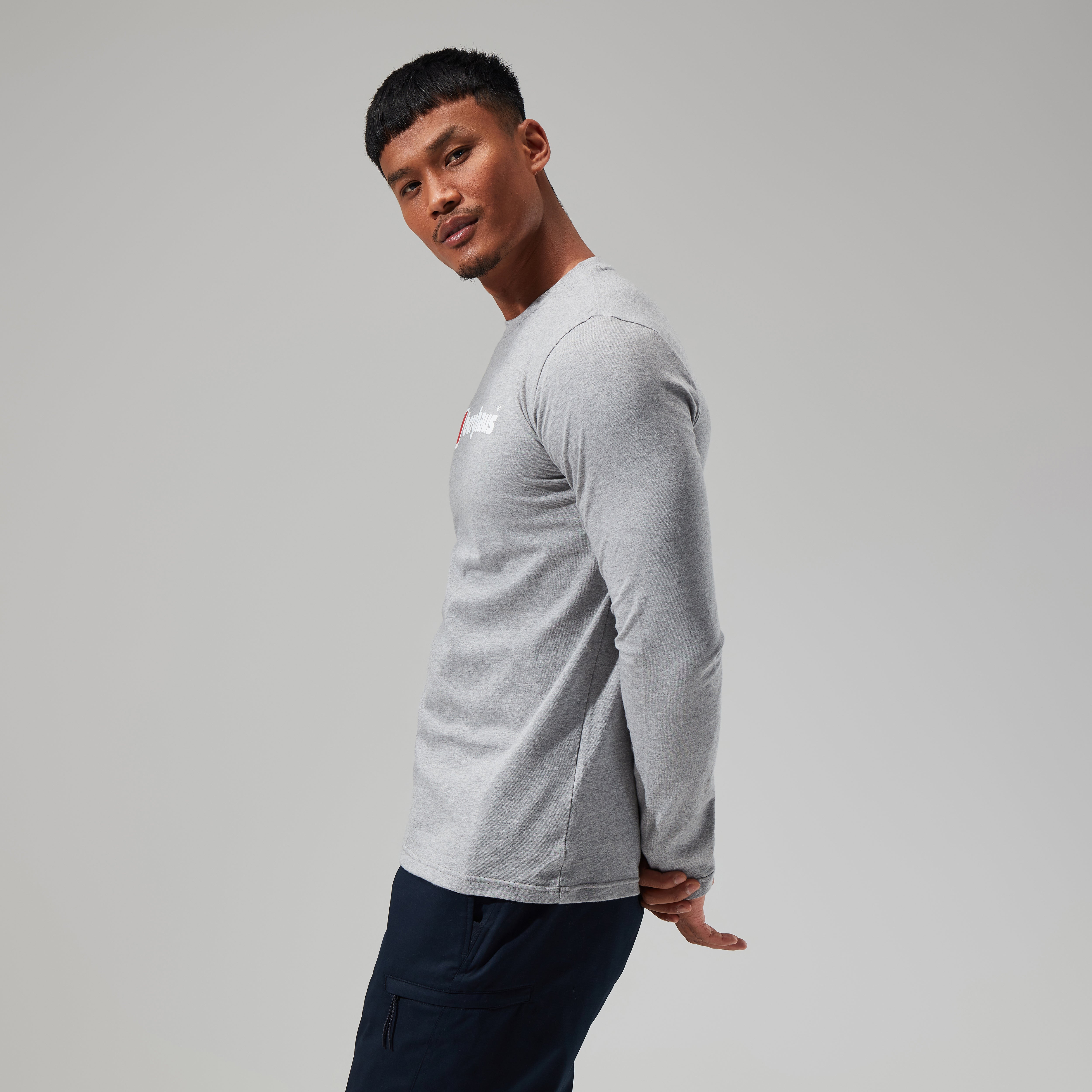 Men's Big Logo Long Sleeve Tee Dark Grey | Berghaus